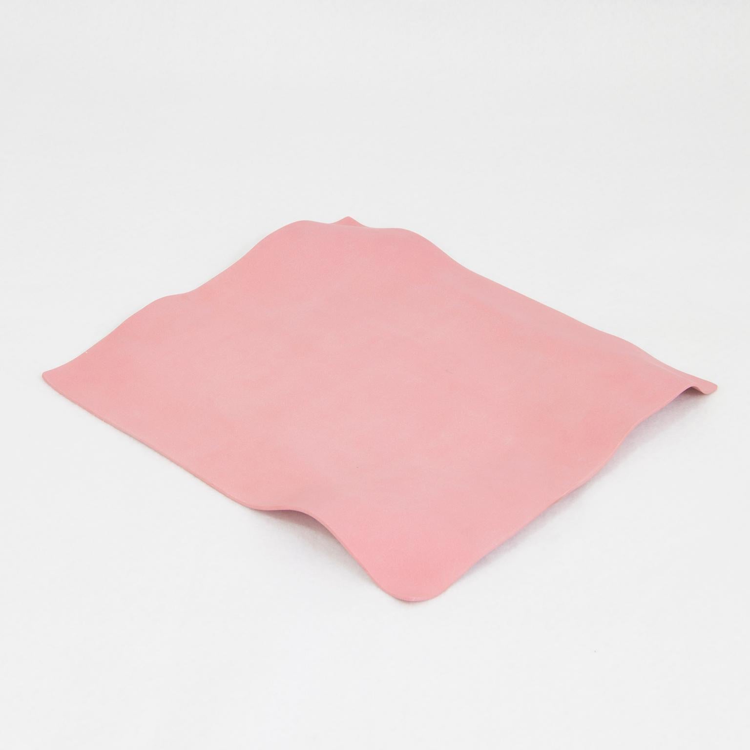 Minimalist Handmade Paper Contemporary Decorative Object Matte Pink Porcelain For Sale