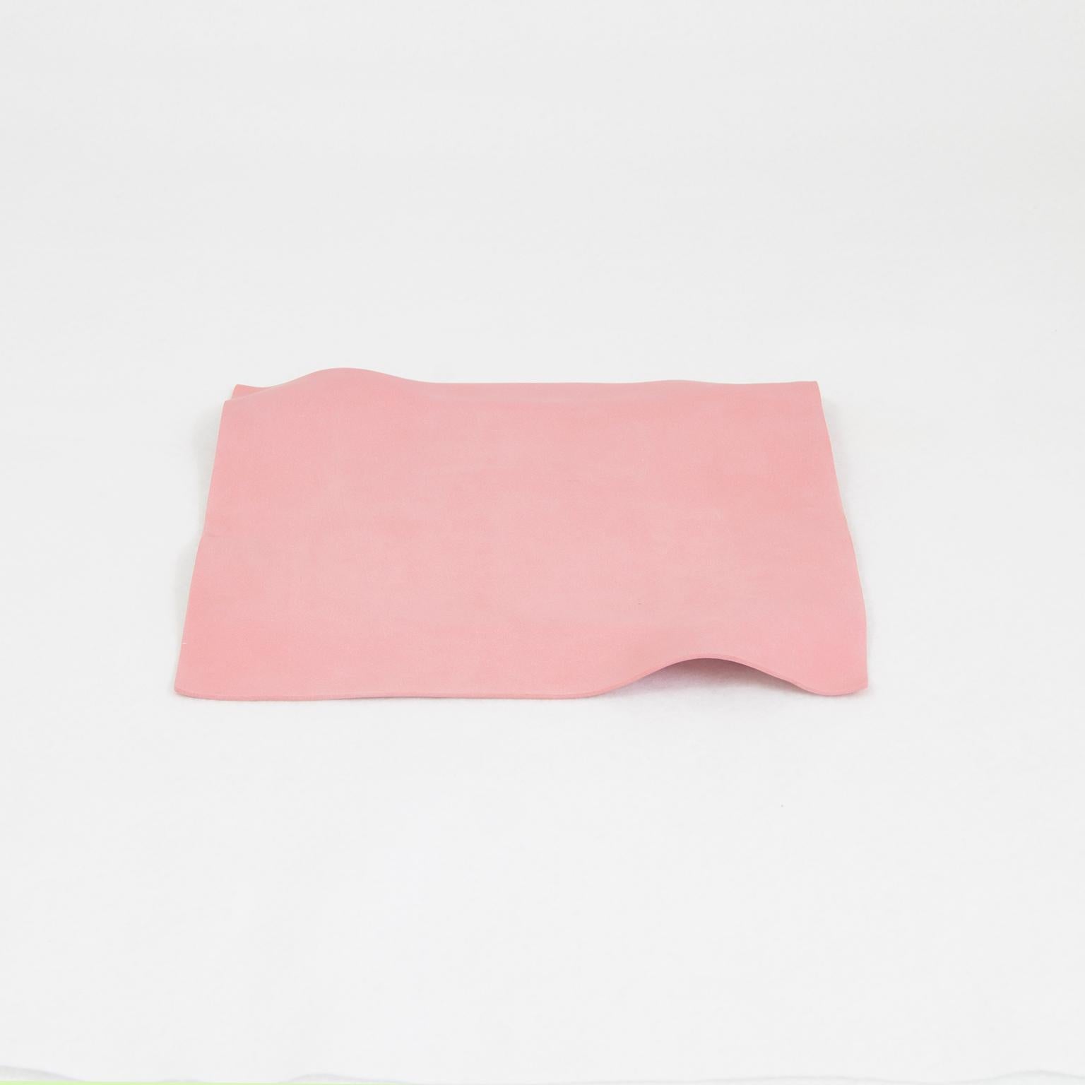 Mexican Handmade Paper Contemporary Decorative Object Matte Pink Porcelain For Sale