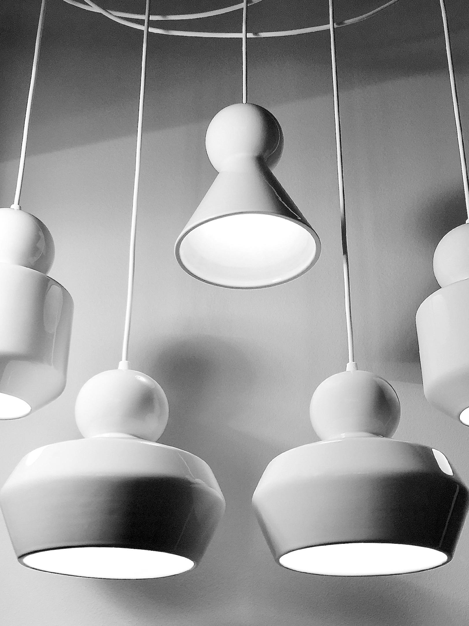 Lampada a sospensione contemporanea in gres salmone opaco, design minimalista, LOVER3.0 in vendita 4