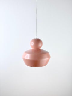 Contemporary Matte Salmon Stoneware Suspension Lamp, Minimalist Design, LOVER3.0
