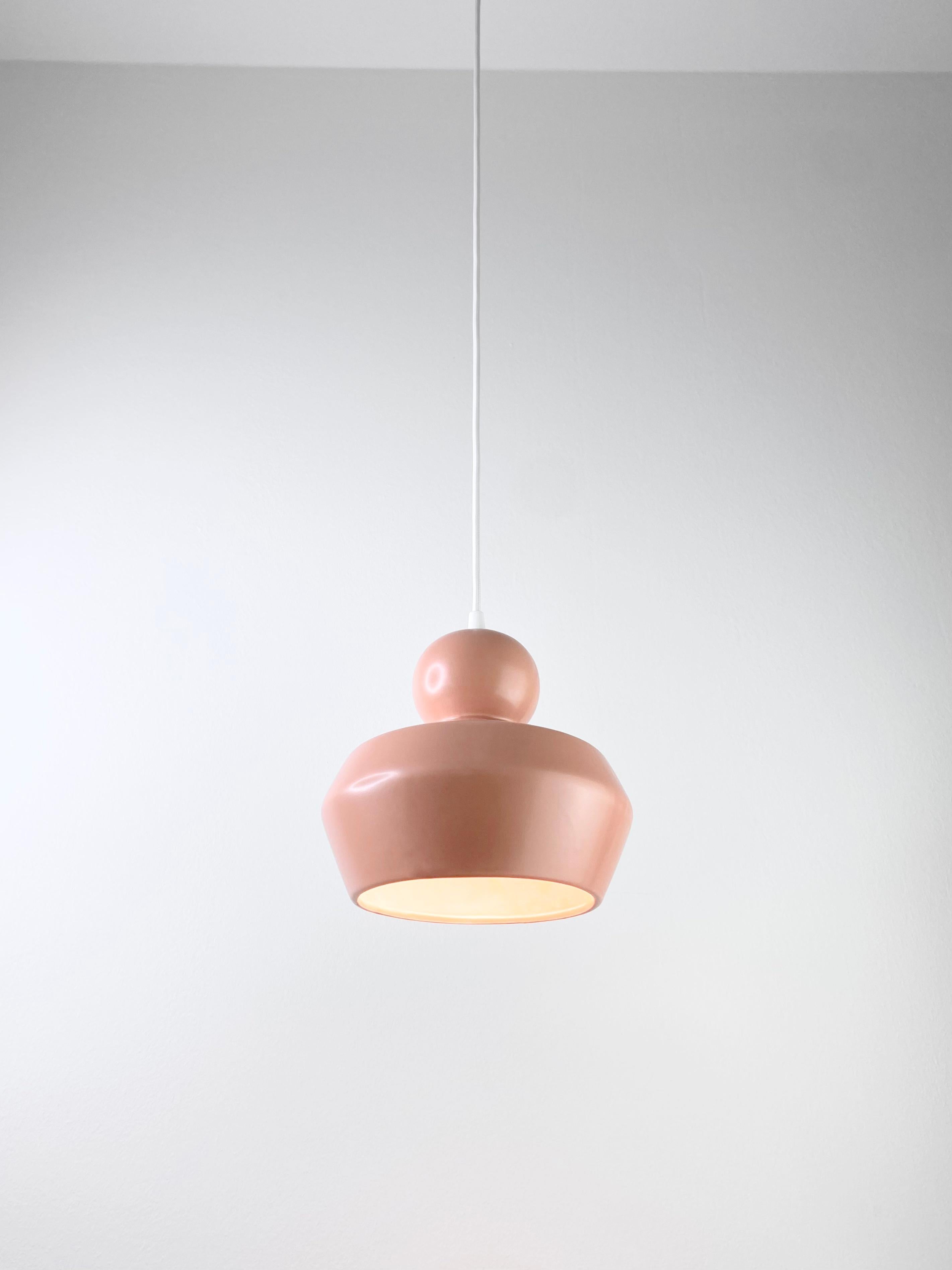 Minimalismo Lampada a sospensione contemporanea in gres salmone opaco, design minimalista, LOVER3.0 in vendita