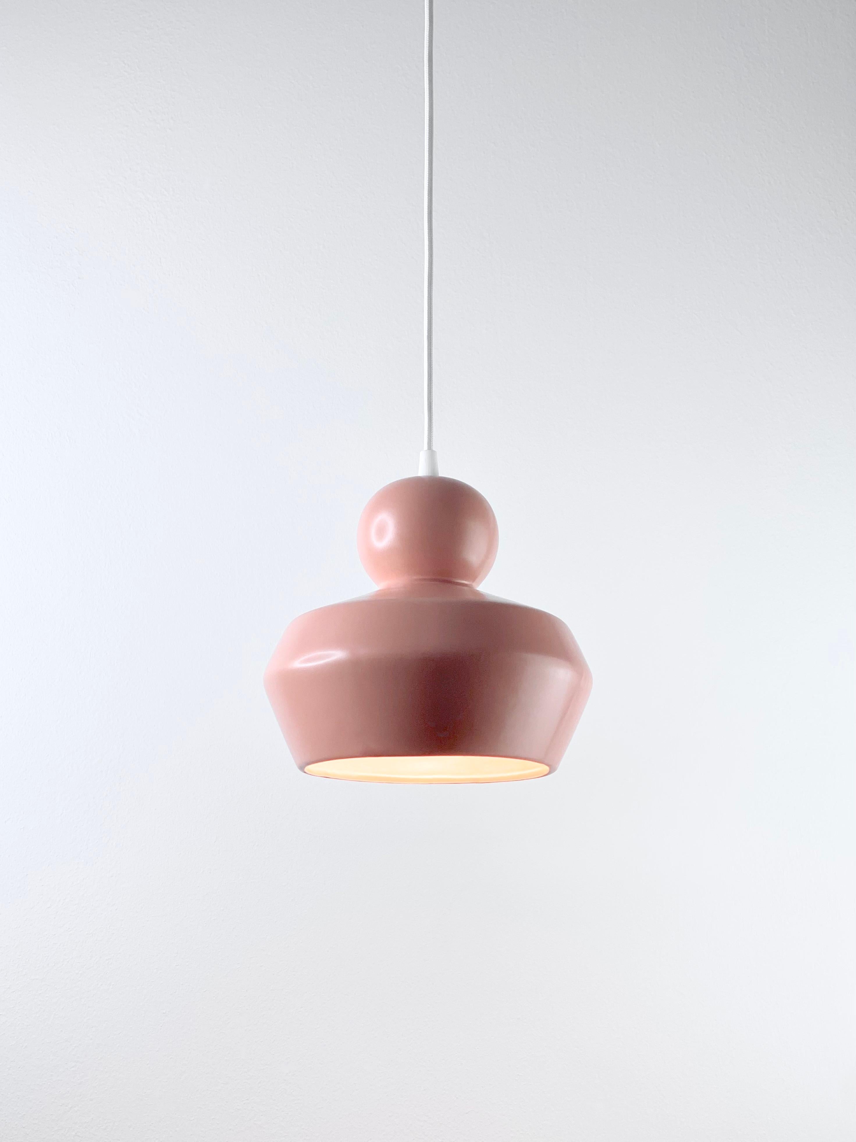 Calco Lampada a sospensione contemporanea in gres salmone opaco, design minimalista, LOVER3.0 in vendita