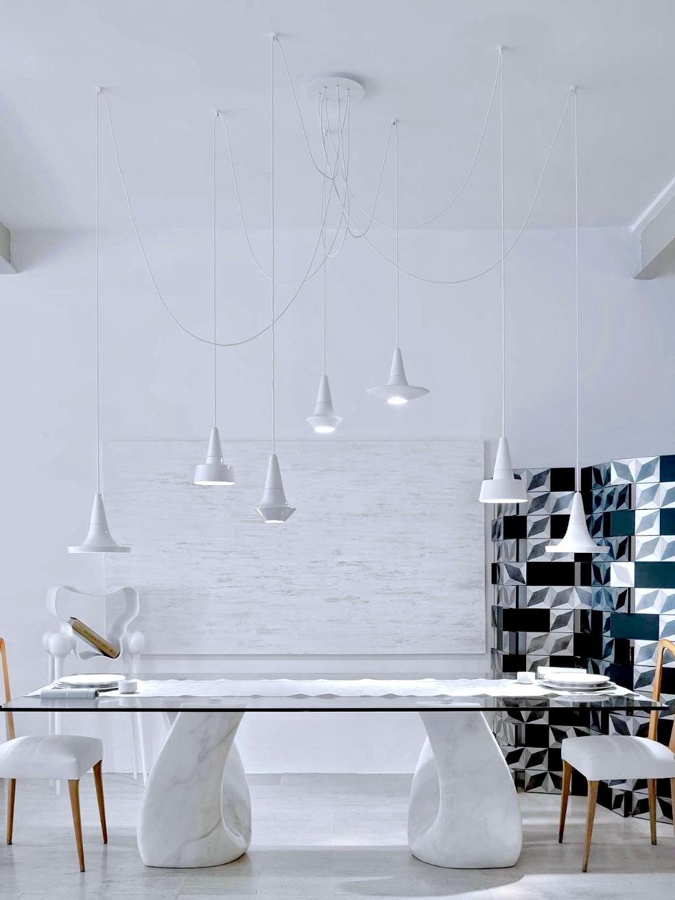Lampada a sospensione contemporanea in gres salmone opaco, design minimalista, SML4 in vendita 9