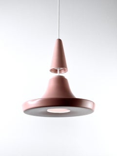 Contemporary Matte Salmon Stoneware Suspension Lamp, Minimalist Design, SML4