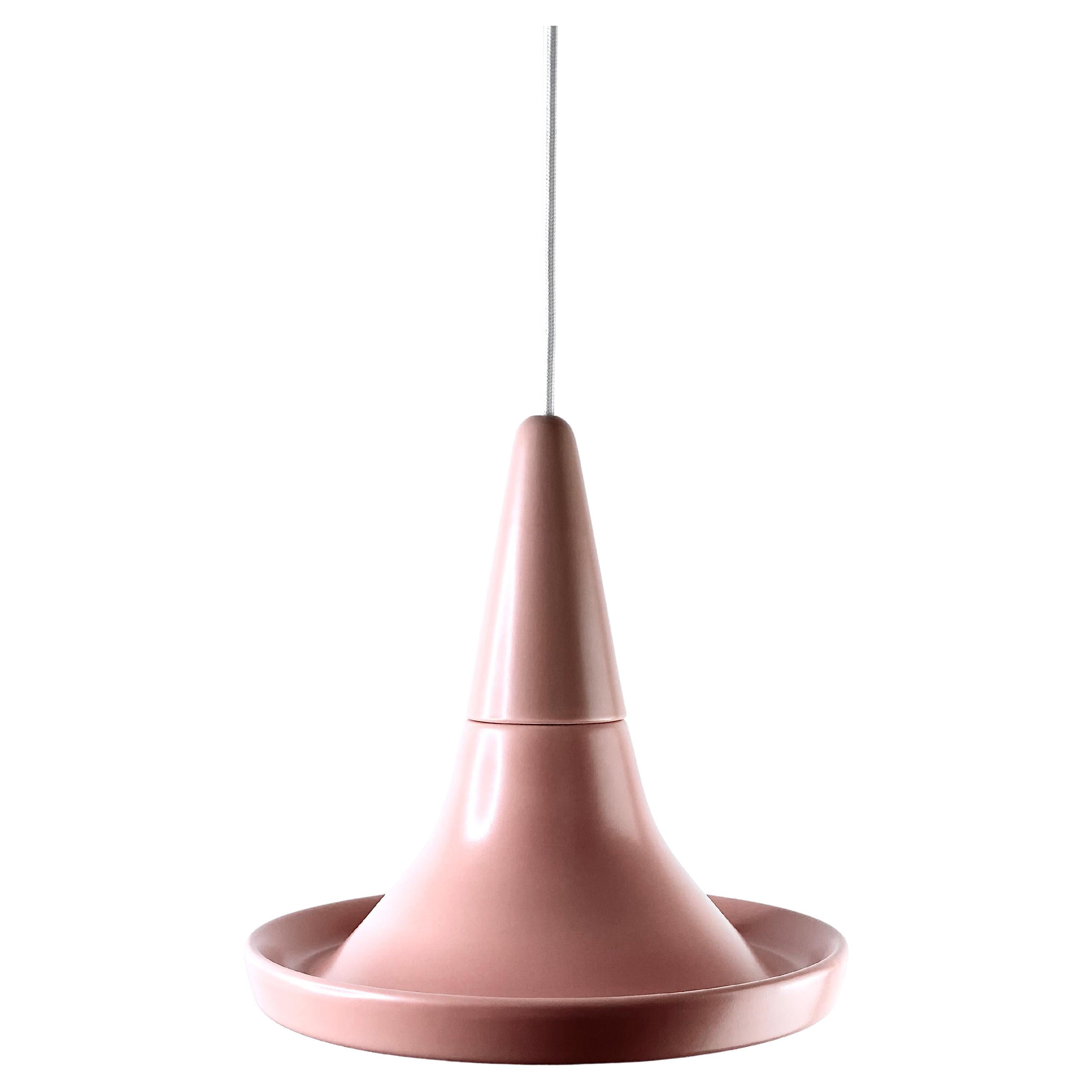 Suspension contemporaine en grès saumoné mat, design minimaliste, SML4