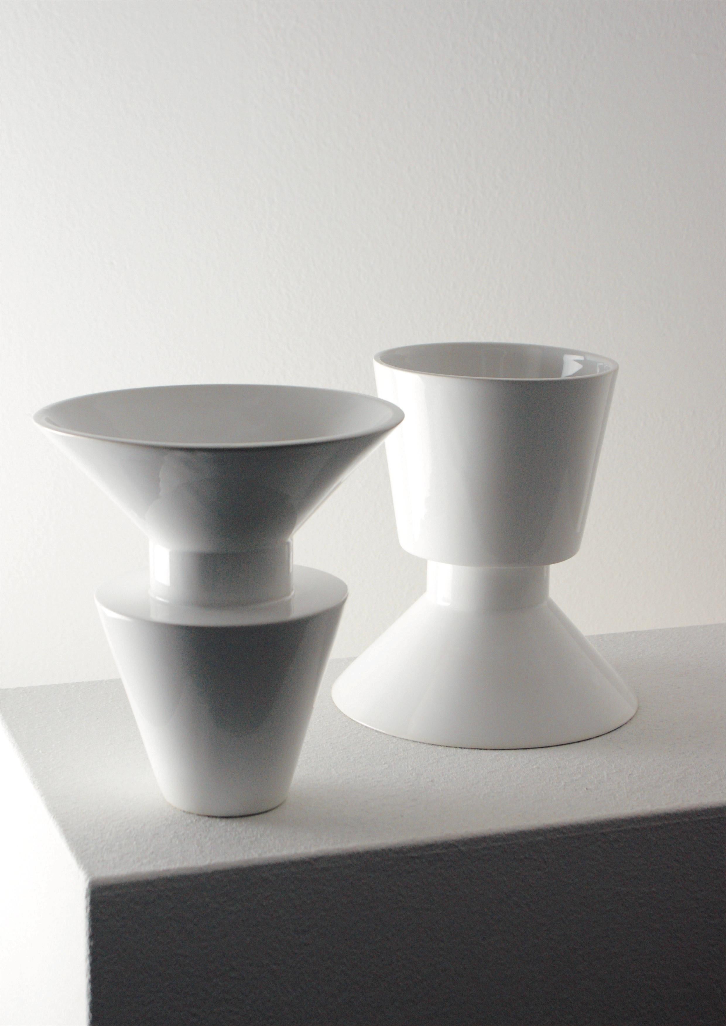 Lampada a sospensione contemporanea in gres salmone opaco, design minimalista TWIN 2.2 in vendita 2