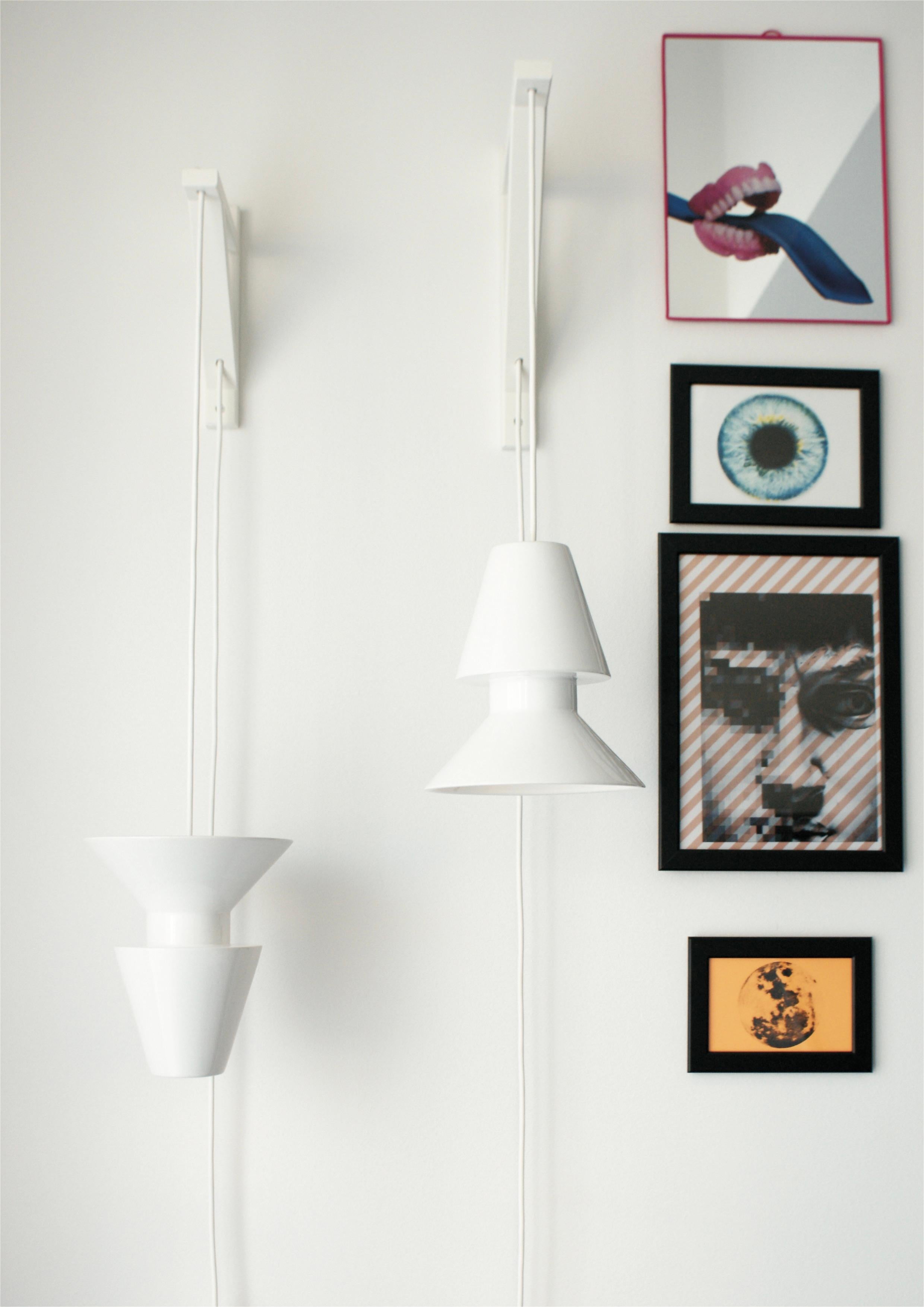 Lampada a sospensione contemporanea in gres salmone opaco, design minimalista TWIN 2.2 in vendita 7