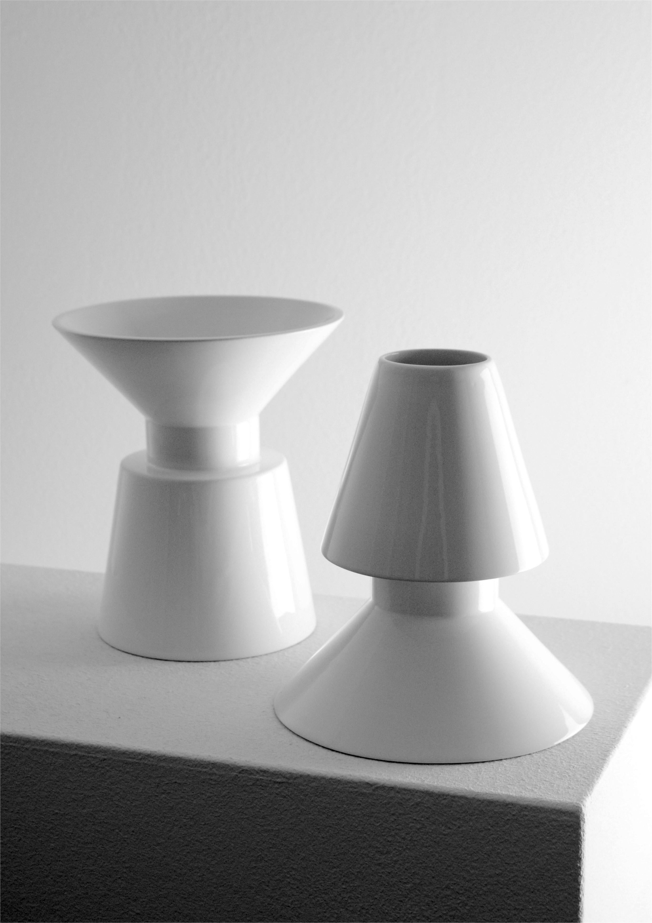 Lampada a sospensione contemporanea in gres salmone opaco, design minimalista TWIN 2.2 in vendita 1