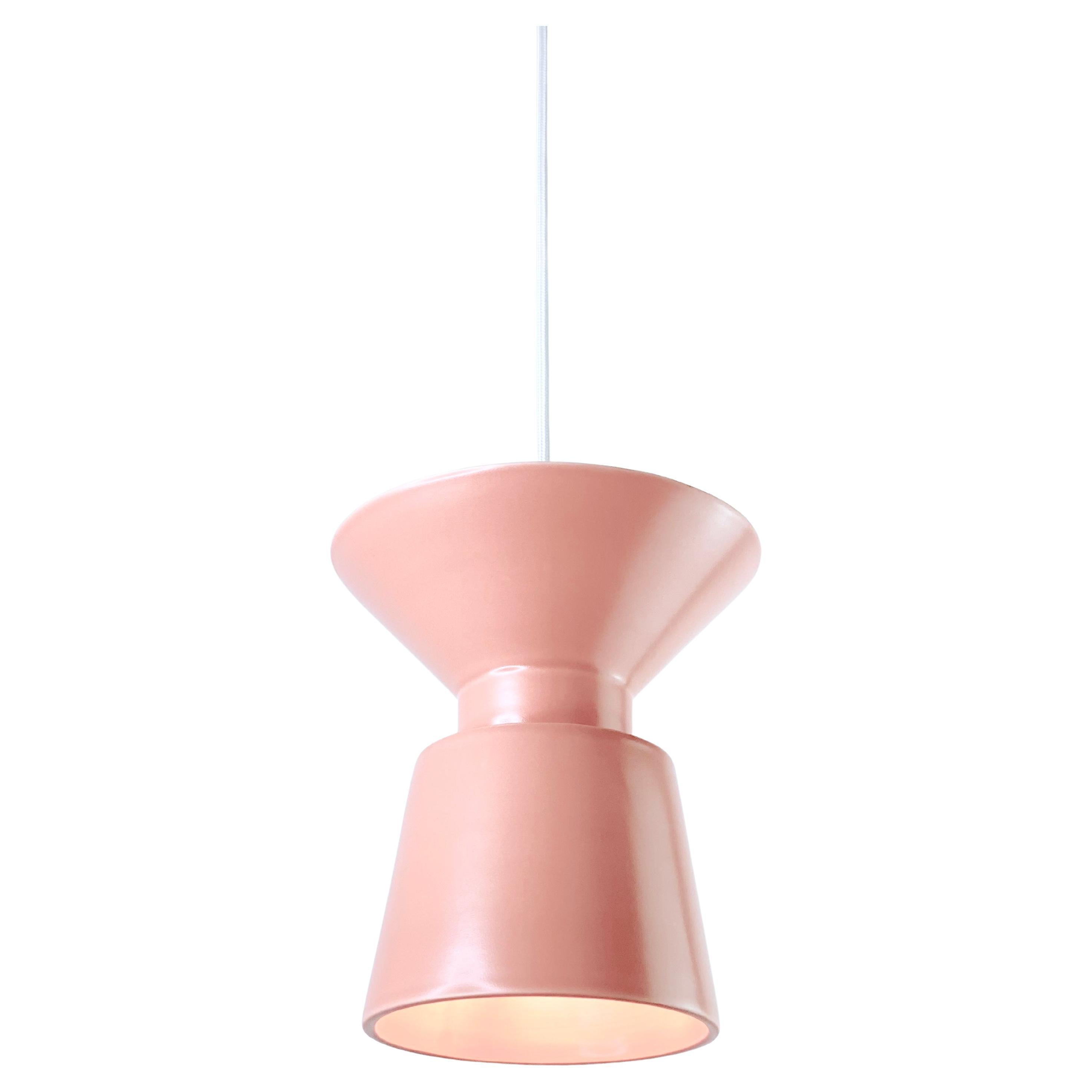 Lampada a sospensione contemporanea in gres salmone opaco, design minimalista TWIN 2.2 in vendita