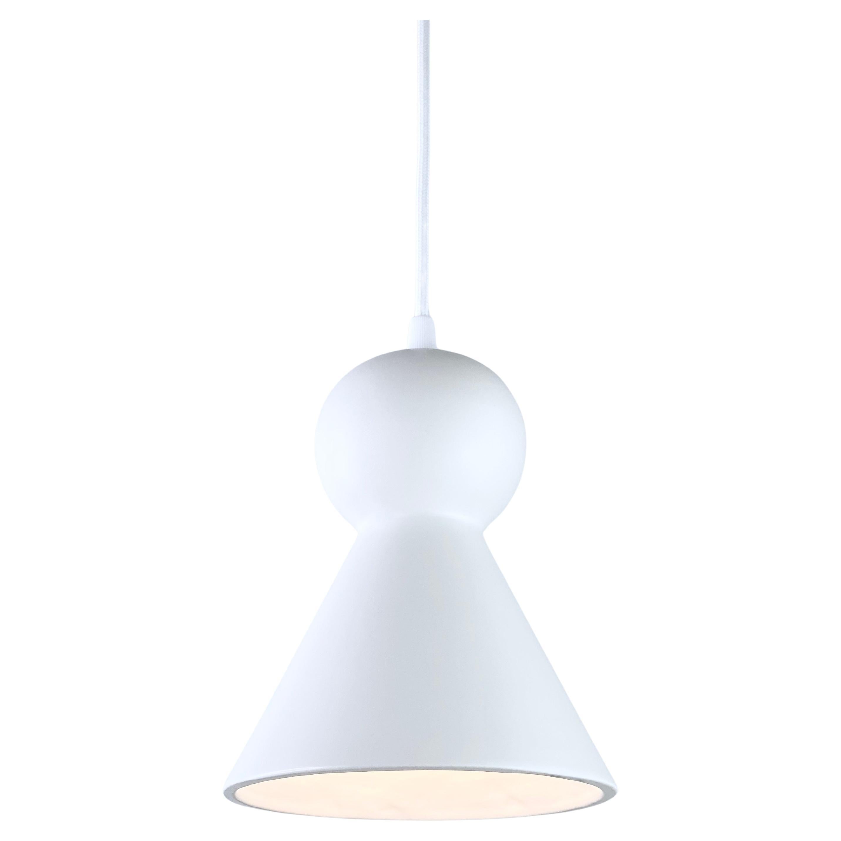 Lampada a sospensione contemporanea in gres bianco opaco, design minimalista, LOVER 2.0