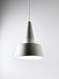 Contemporary Matte White Stoneware Suspension Lamp, Minimalist Design, SML2