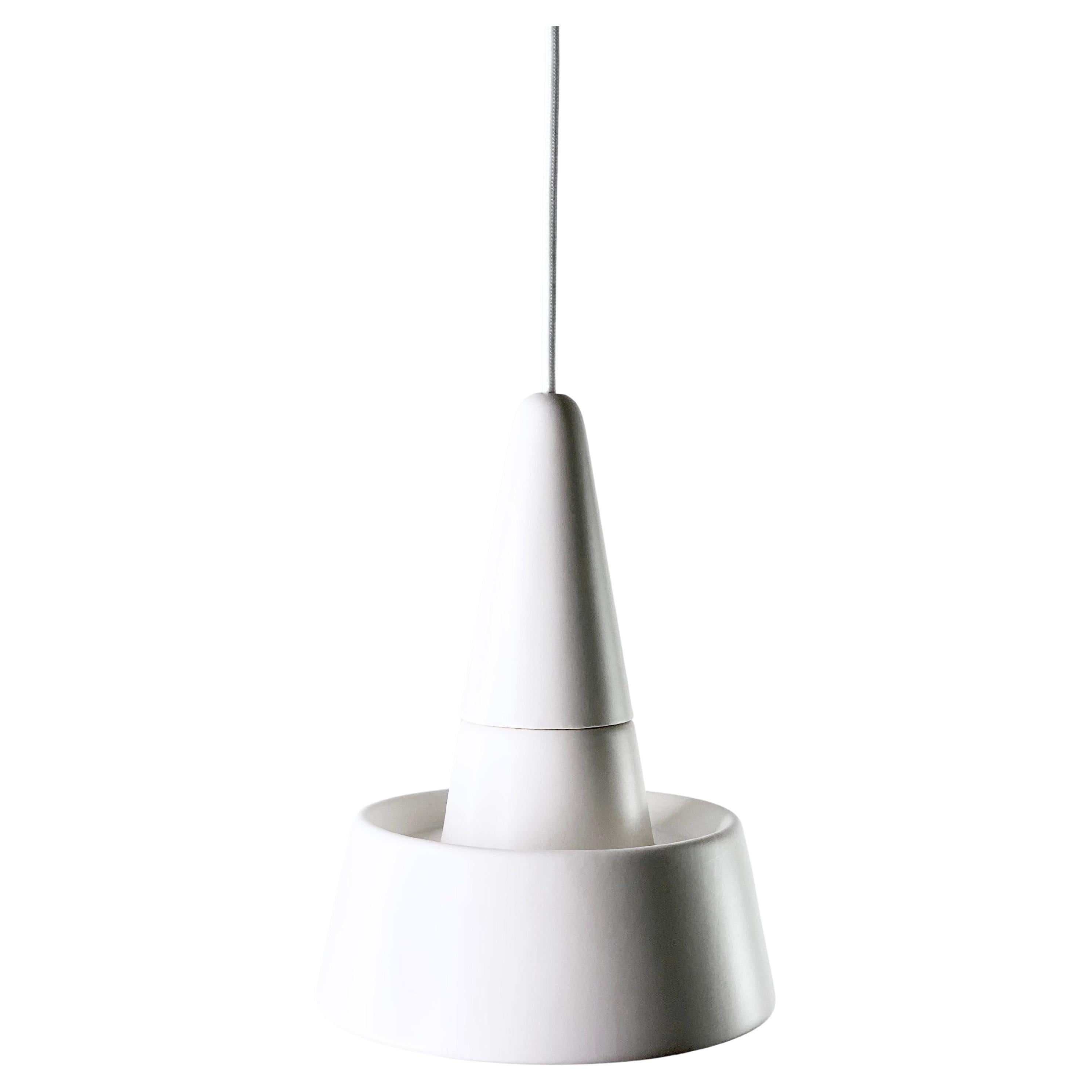 Suspension contemporaine en grès blanc mat, Design minimaliste, SML2
