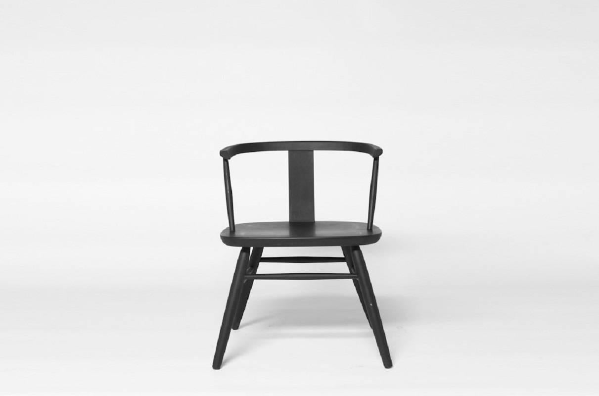 The Maun Windsor Dining Chair designed by Patty Johnson is handcrafted by Mabeo Furniture in Botswana, Africa using traditional methods from sustain-ably harvested woods. While the design is based on the American Windsor chair the minimal