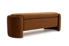 Contemporary Maximalist Brown Velvet Bench Enigma