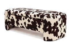 Contemporary Maximalist Cow Pattern Bench Enigma