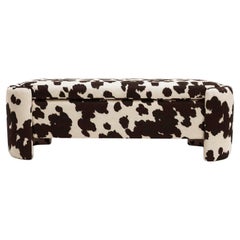 Contemporary Maximalist Cow Pattern Bench Enigma