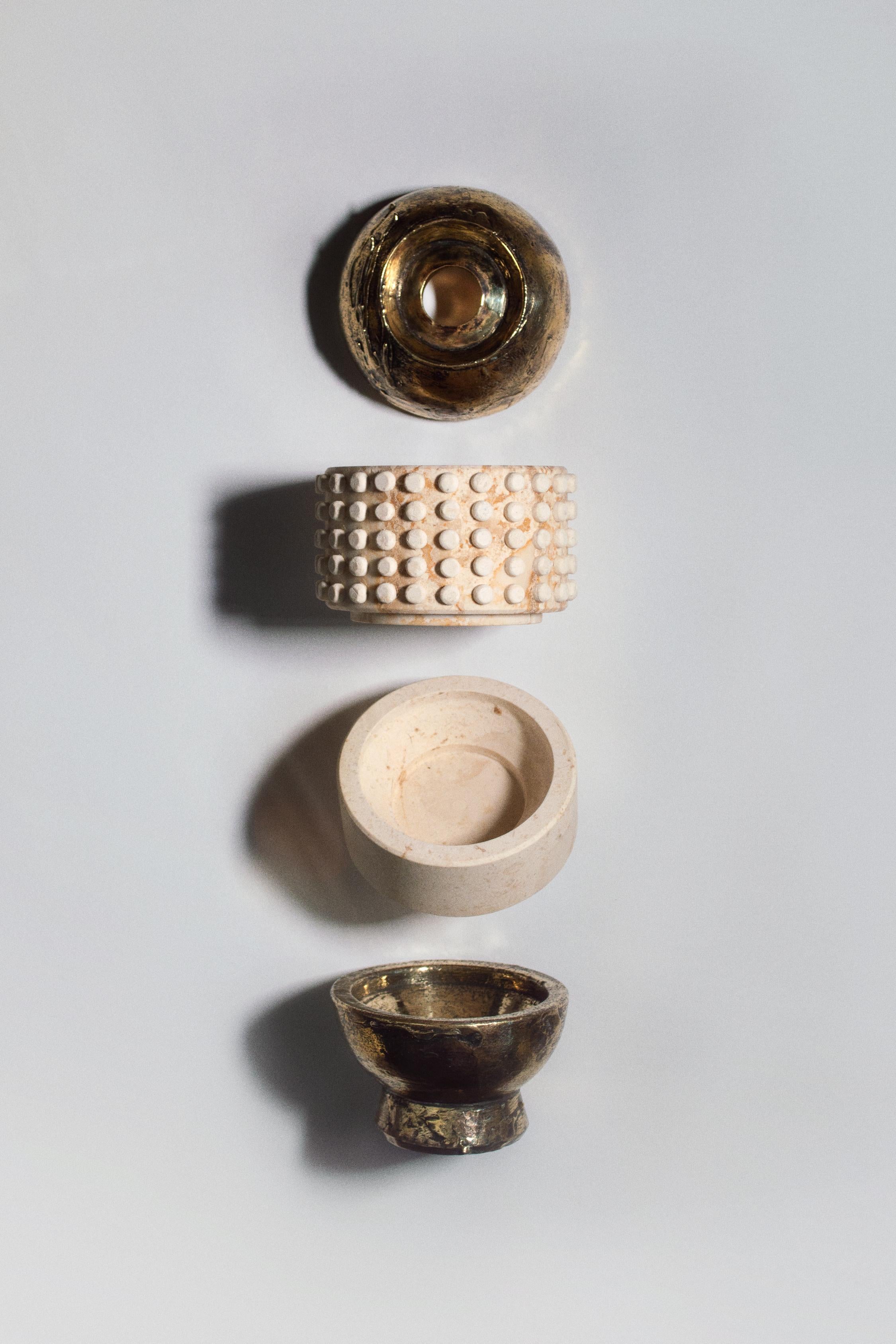 Bruciaincenso Maya contemporaneo in pietra e bronzo fuso di ACOOCOORO -KERNOS In condizioni Nuovo in vendita a Mexico City, MX