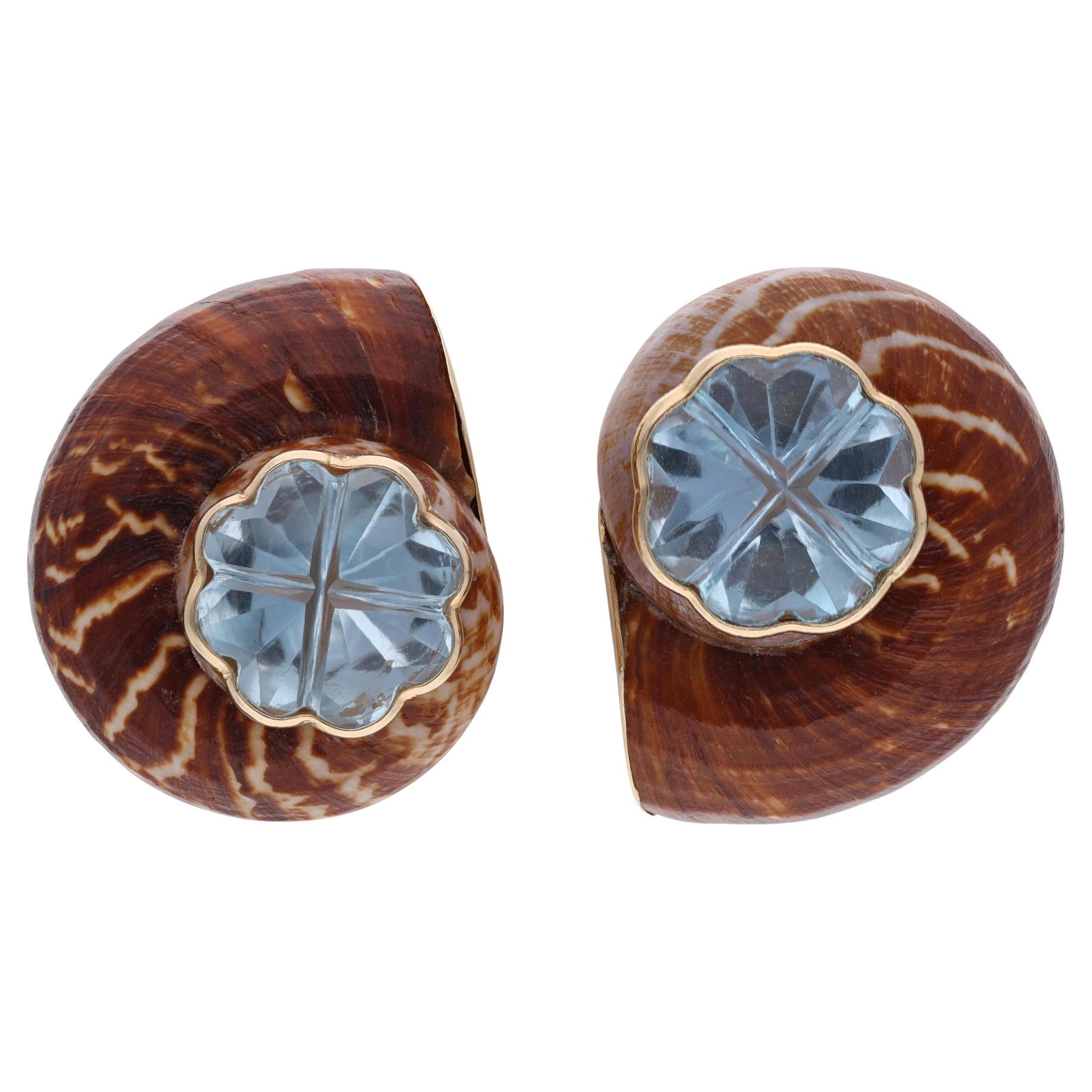 Contemporary MAZ Topaz and Shell Earrings For Sale