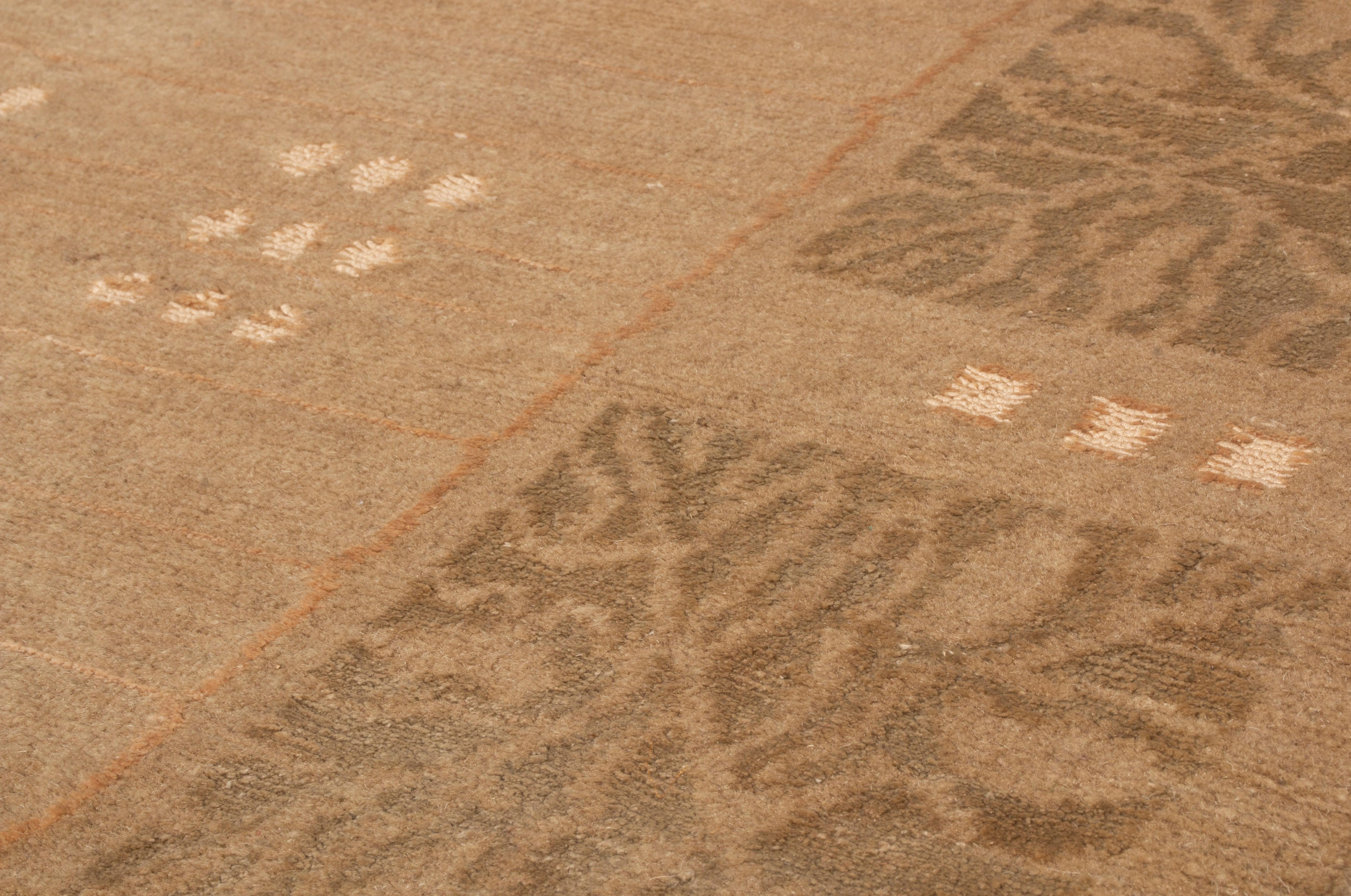 Tappeto contemporaneo Maze Design Beige in lana e seta In condizioni Nuovo in vendita a Long Island City, NY