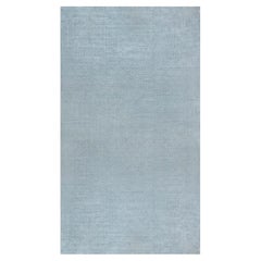 Contemporary Maze Pattern Blue Bamboo Silk Carpet "Daedalus"