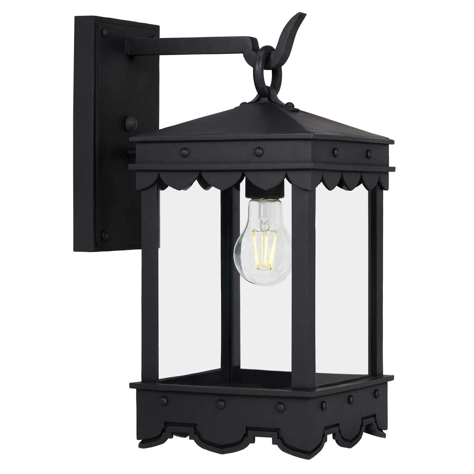 Spanish Colonial Contemporary Mediterranean Exterior Arm Mount Lantern, Old World, Antique Glass For Sale