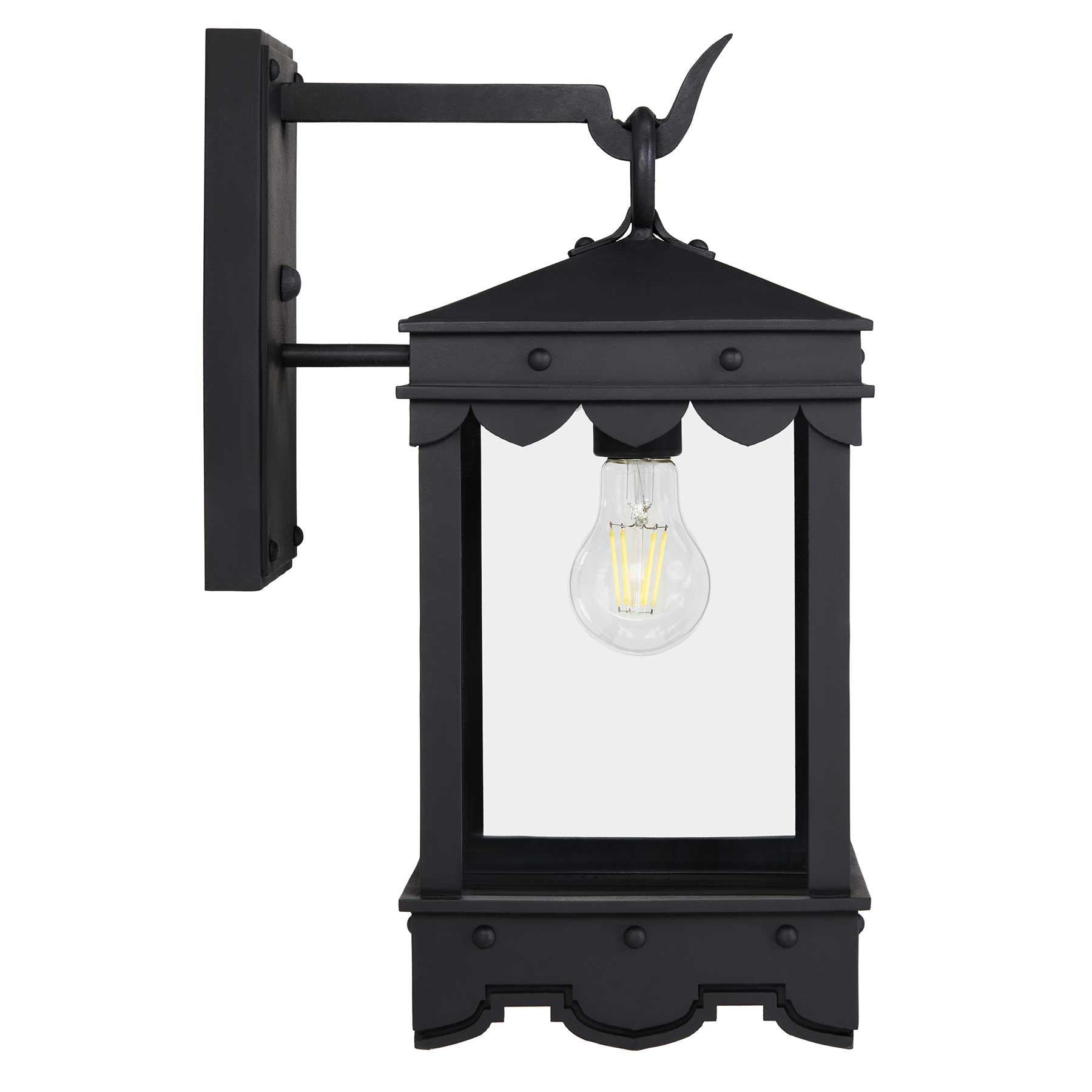 American Contemporary Mediterranean Exterior Arm Mount Lantern, Old World, Antique Glass For Sale