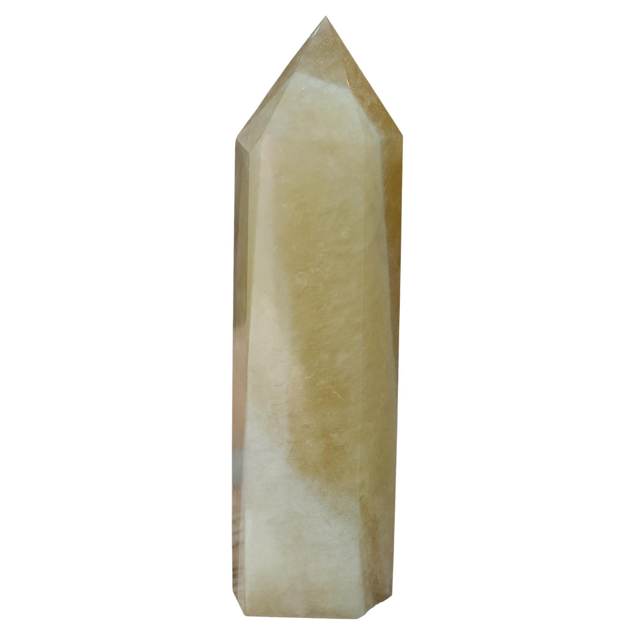 Contemporary Medium Green Onyx Obelisk / Crystal Point