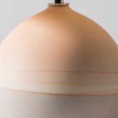 Contemporary Medium Round Saturn Table Lamp in Peach and Sage by Elyse Graham