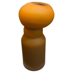 Contemporary Medium Sized Orange and Brown Organic Shaped Vase