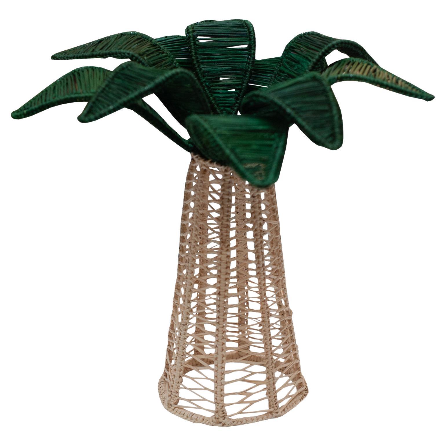 Contemporary Medium Woven Rattan Palm Tree 