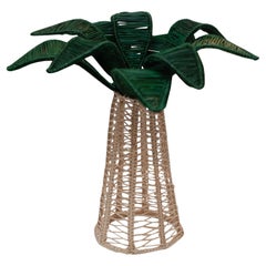 Contemporary Medium Woven Rattan Palm Tree 