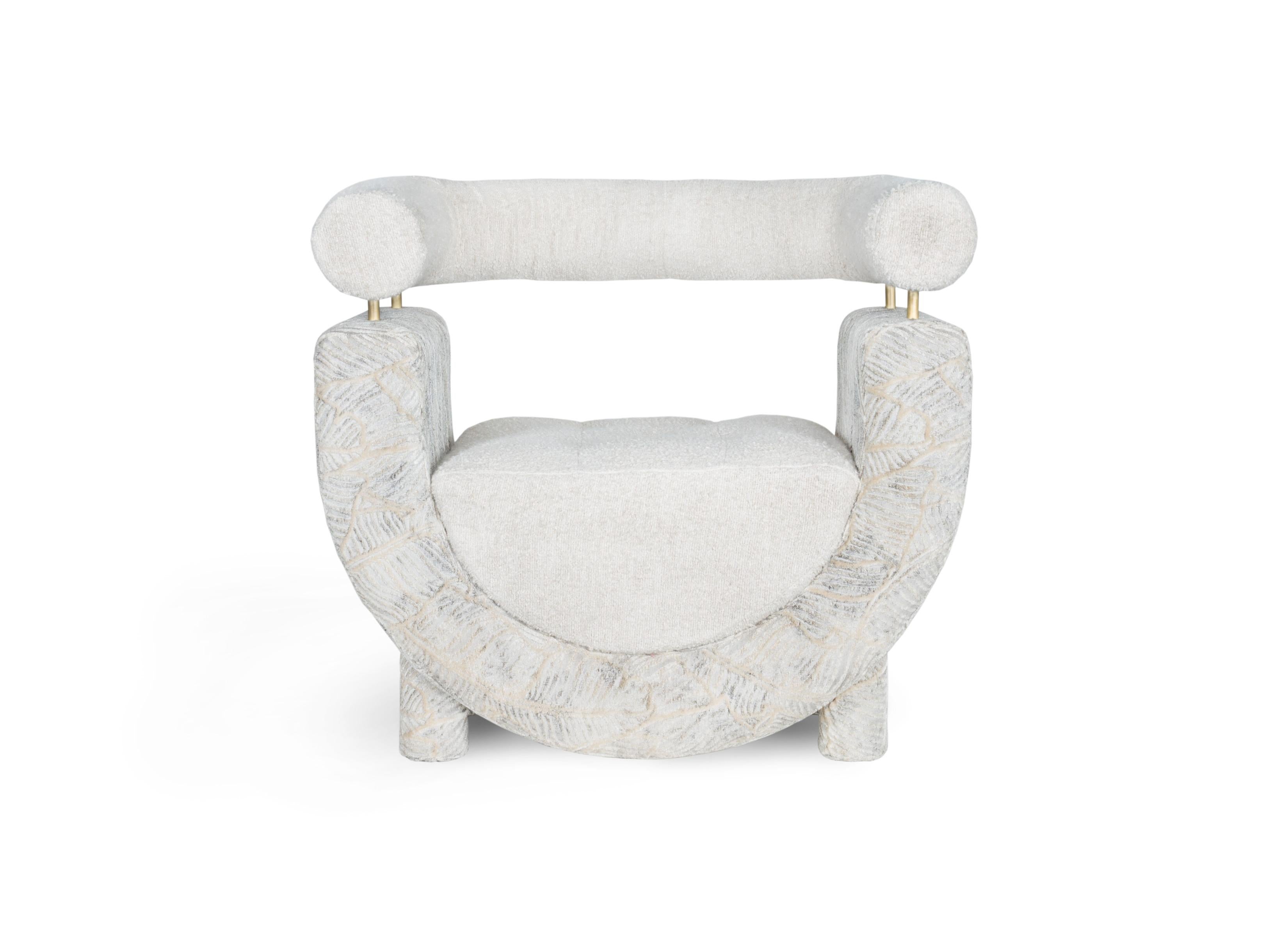 Sillón Mel Contemporáneo, Terciopelo Bouclé Perlado, Hecho a Mano Portugal by Greenapple en venta 2