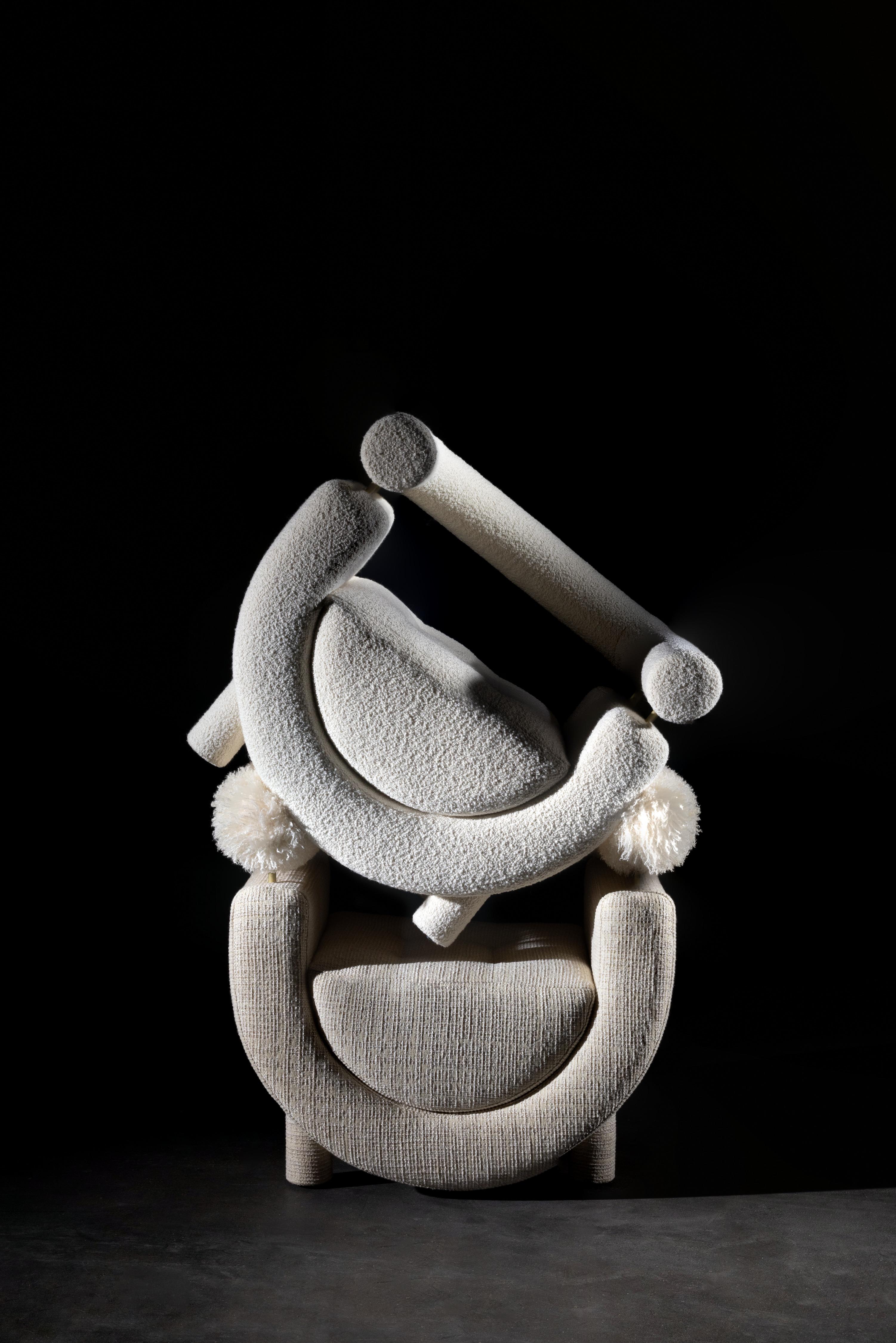 Sillón Mel Contemporáneo, Terciopelo Bouclé Perlado, Hecho a Mano Portugal by Greenapple en venta 4