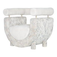 Contemporary Mel Armchair, Velvet Pearl Bouclé, Handmade Portugal by Greenapple