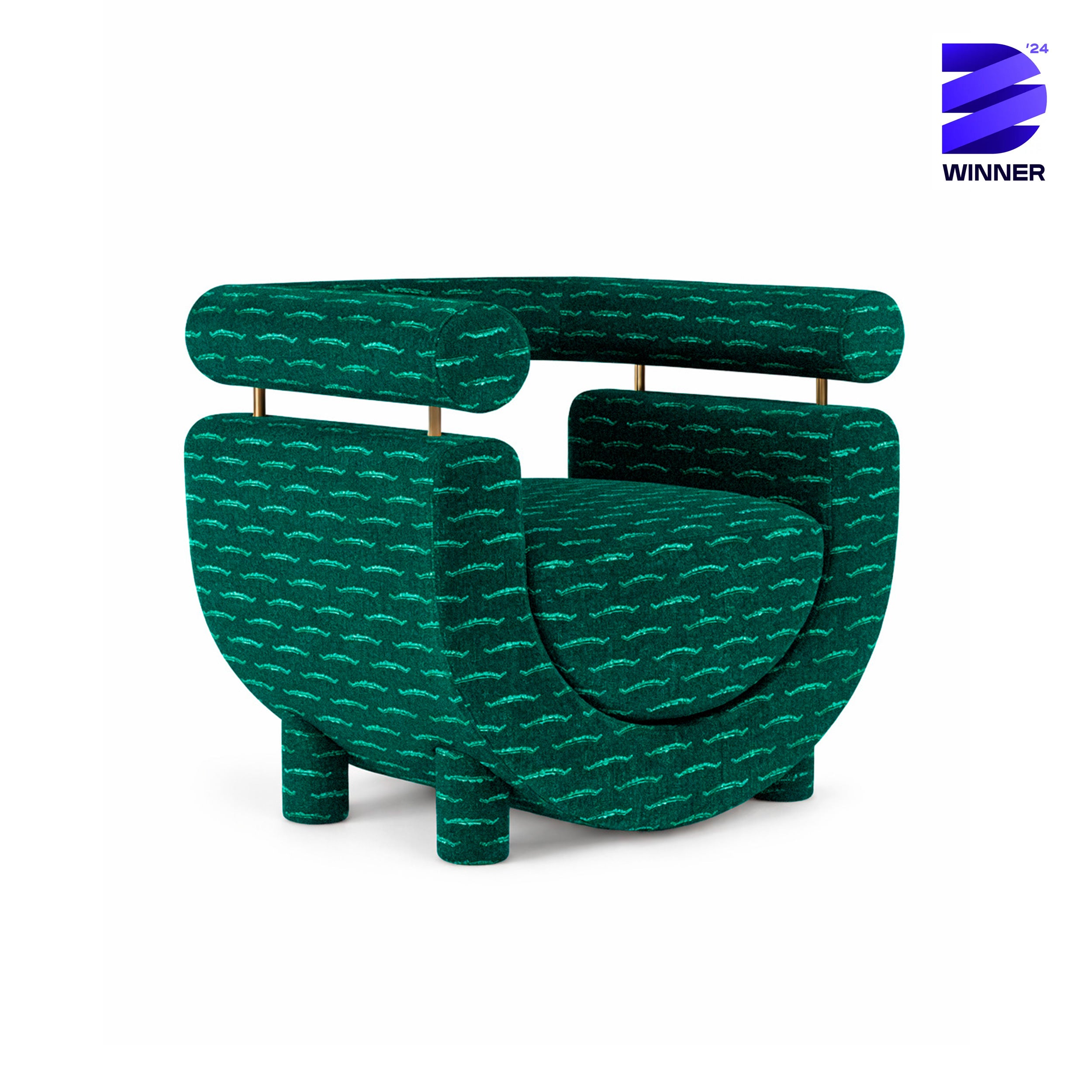 Contemporary Mel DEDAR Jacquard Velvet Lounge Chair, Handmade by Greenapple