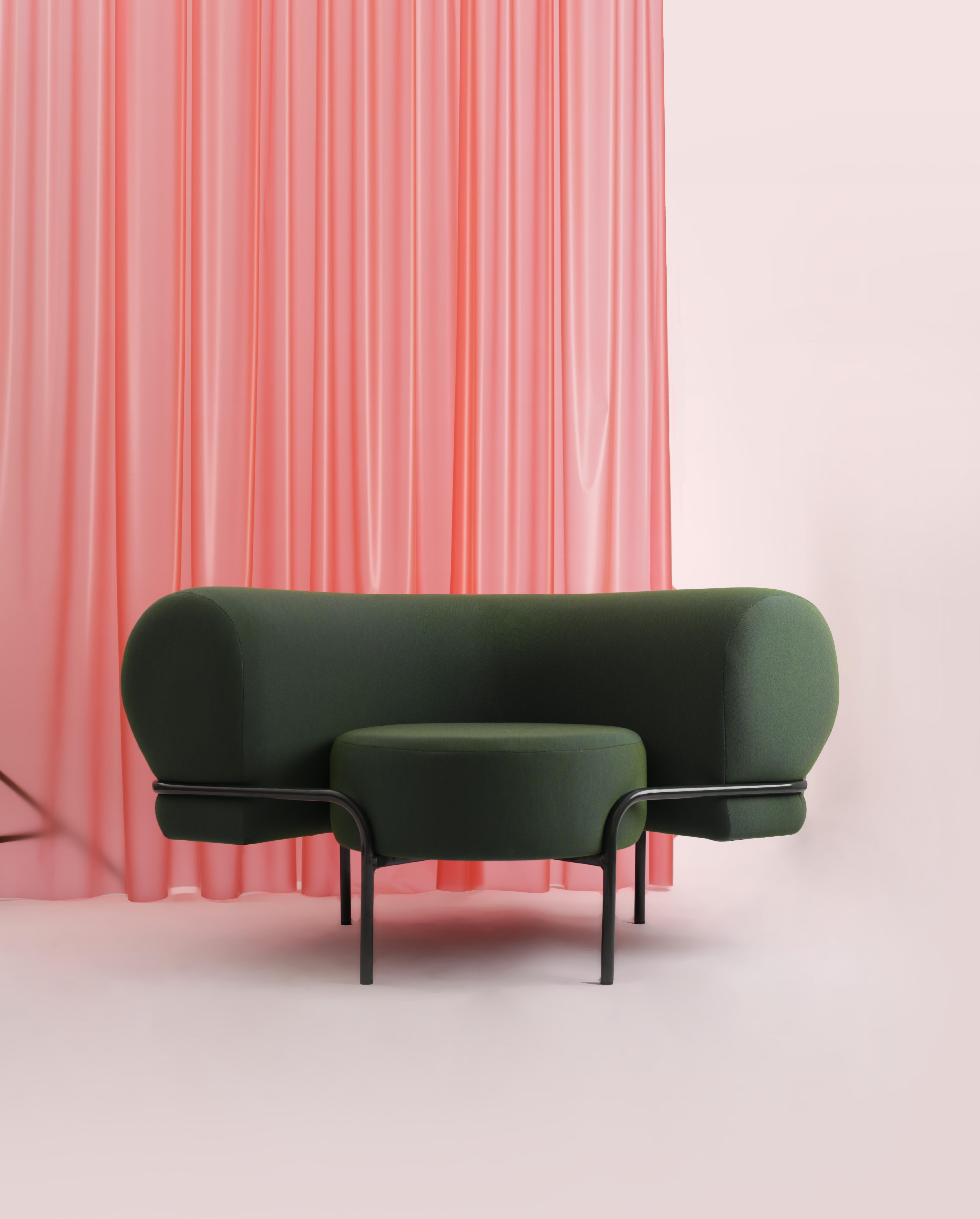 Mellow is an armchair designed to curve around the body, providing a sense of comfort and well-being. It all starts with two soft and rounded shapes, a circle and a cylinder, that are tensioned and curved to embrace you and invite you to rest.
The