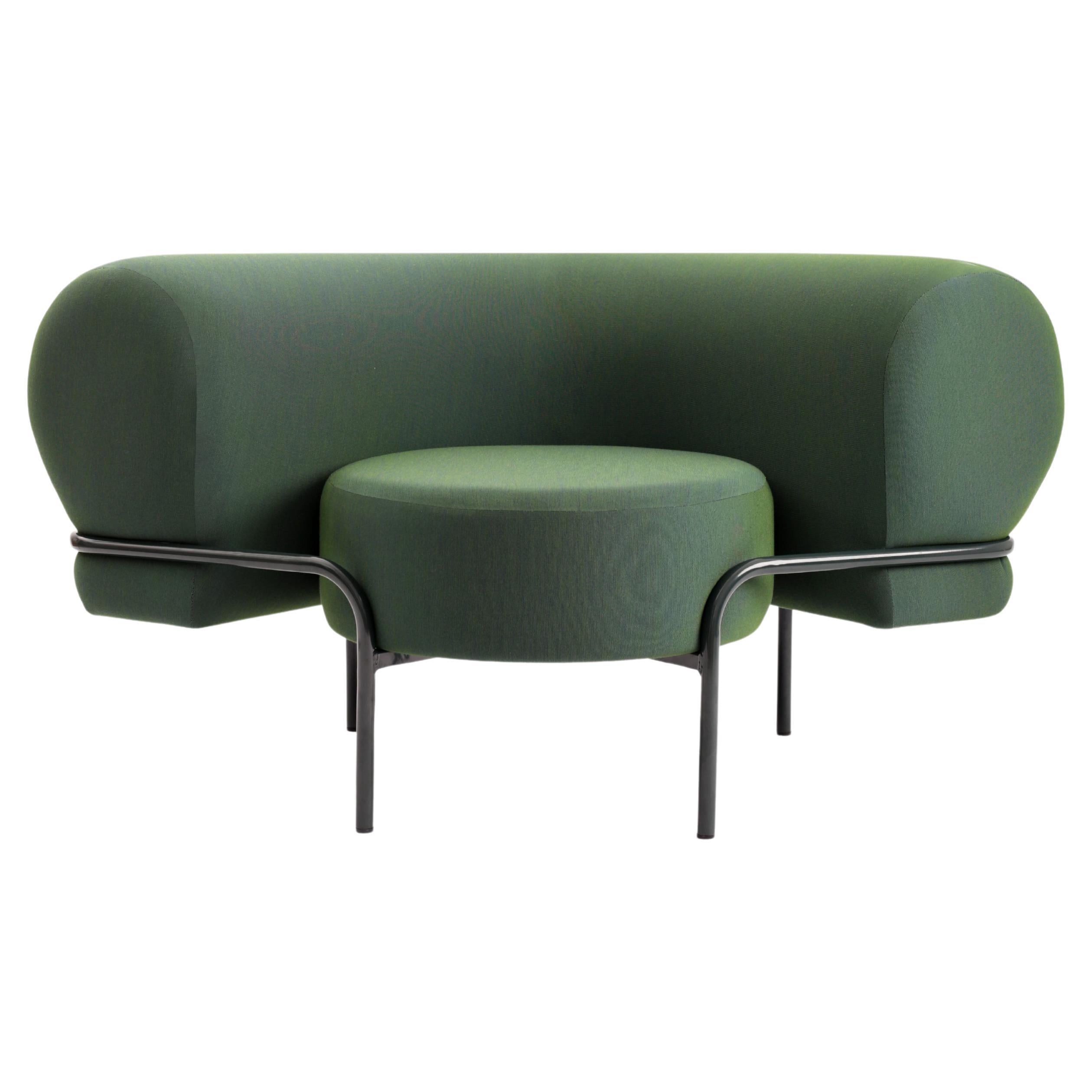 Contemporary Mellow Armchair in Upholstery and Steel For Sale