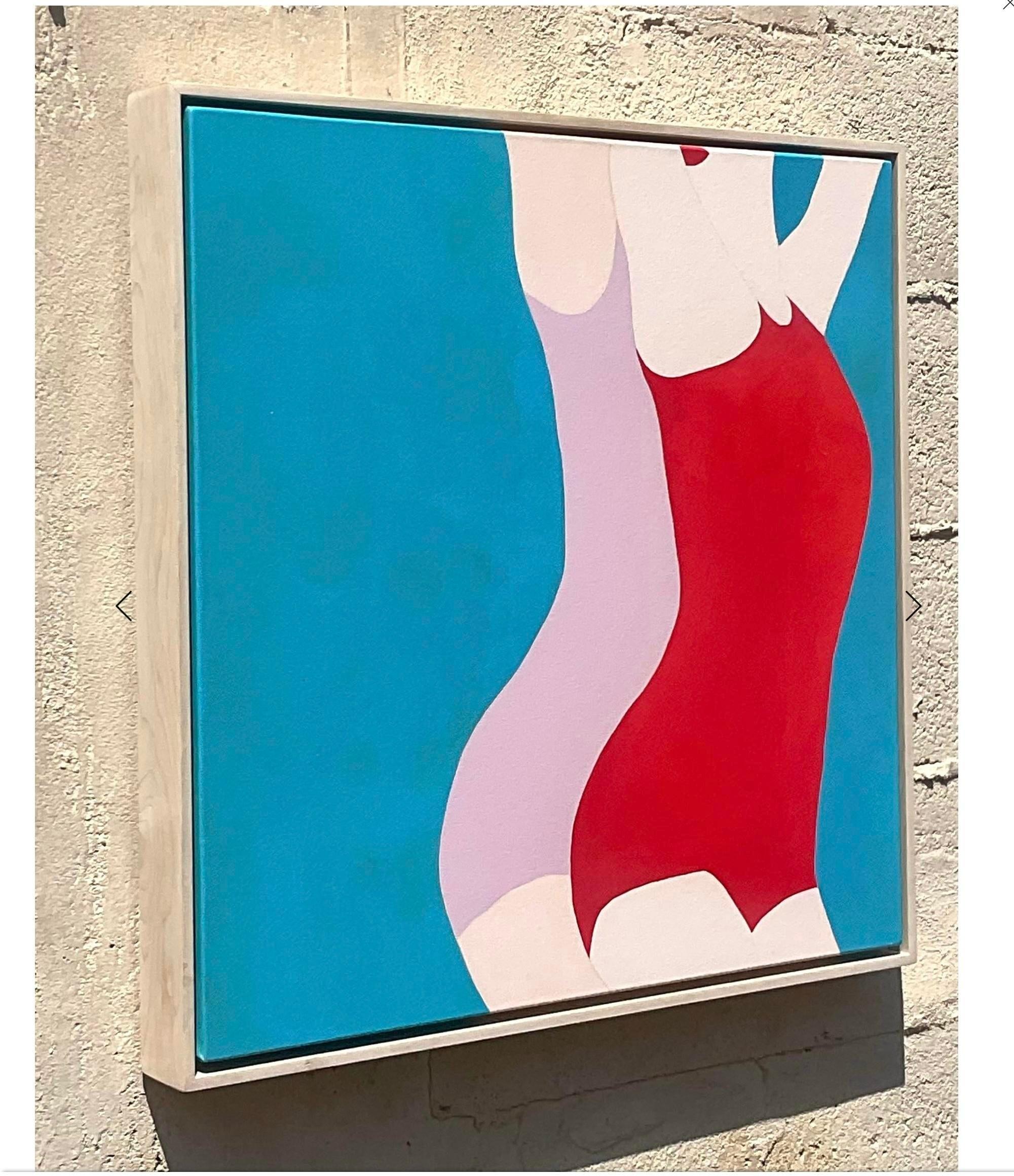 Contemporary Melo Porter Neo Expressionist Acrylic Color Block Figural Painting For Sale 1