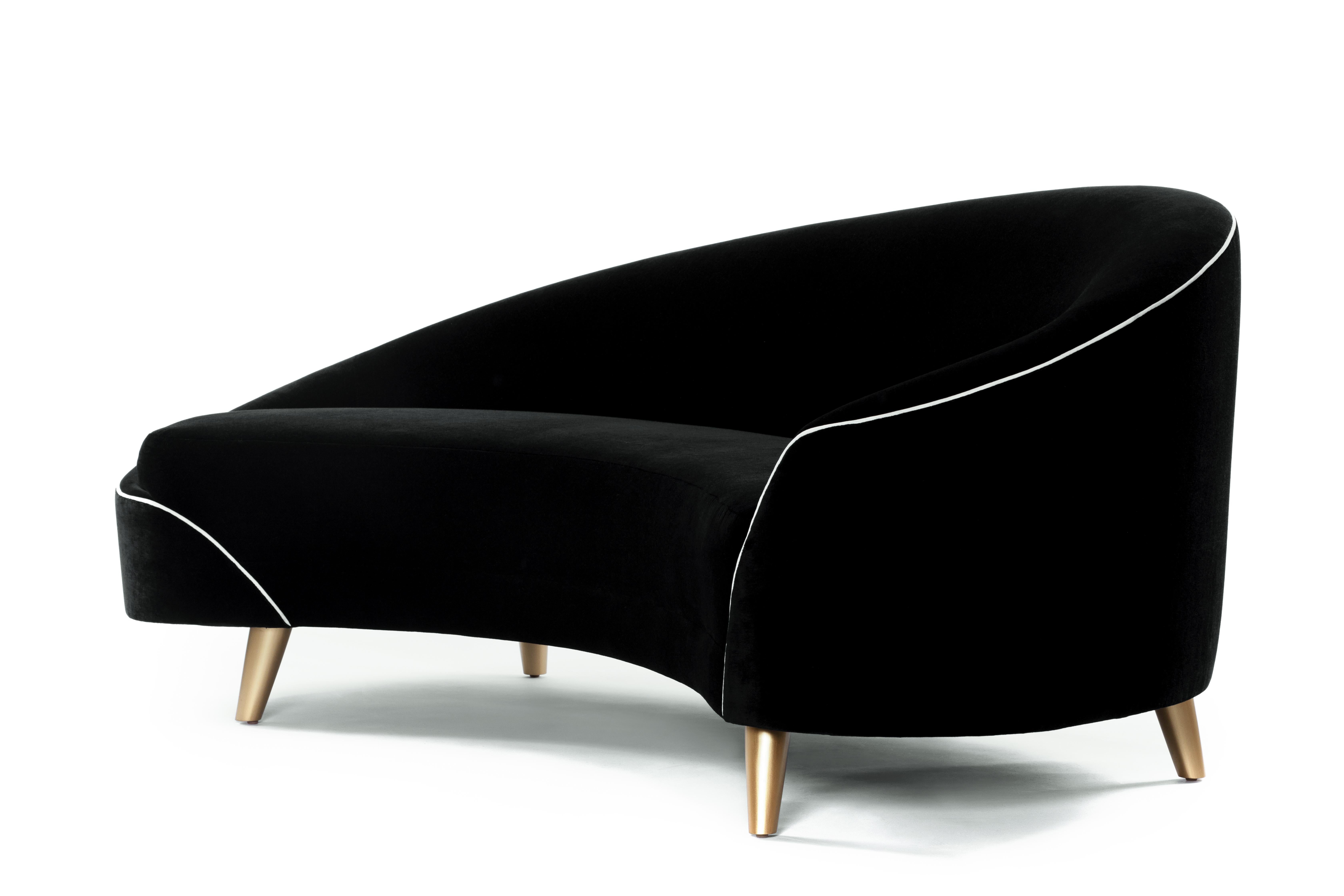 Art Deco Contemporary Melodia Curved Sofa Handcrafted by James by Jimmy Delaurentis For Sale