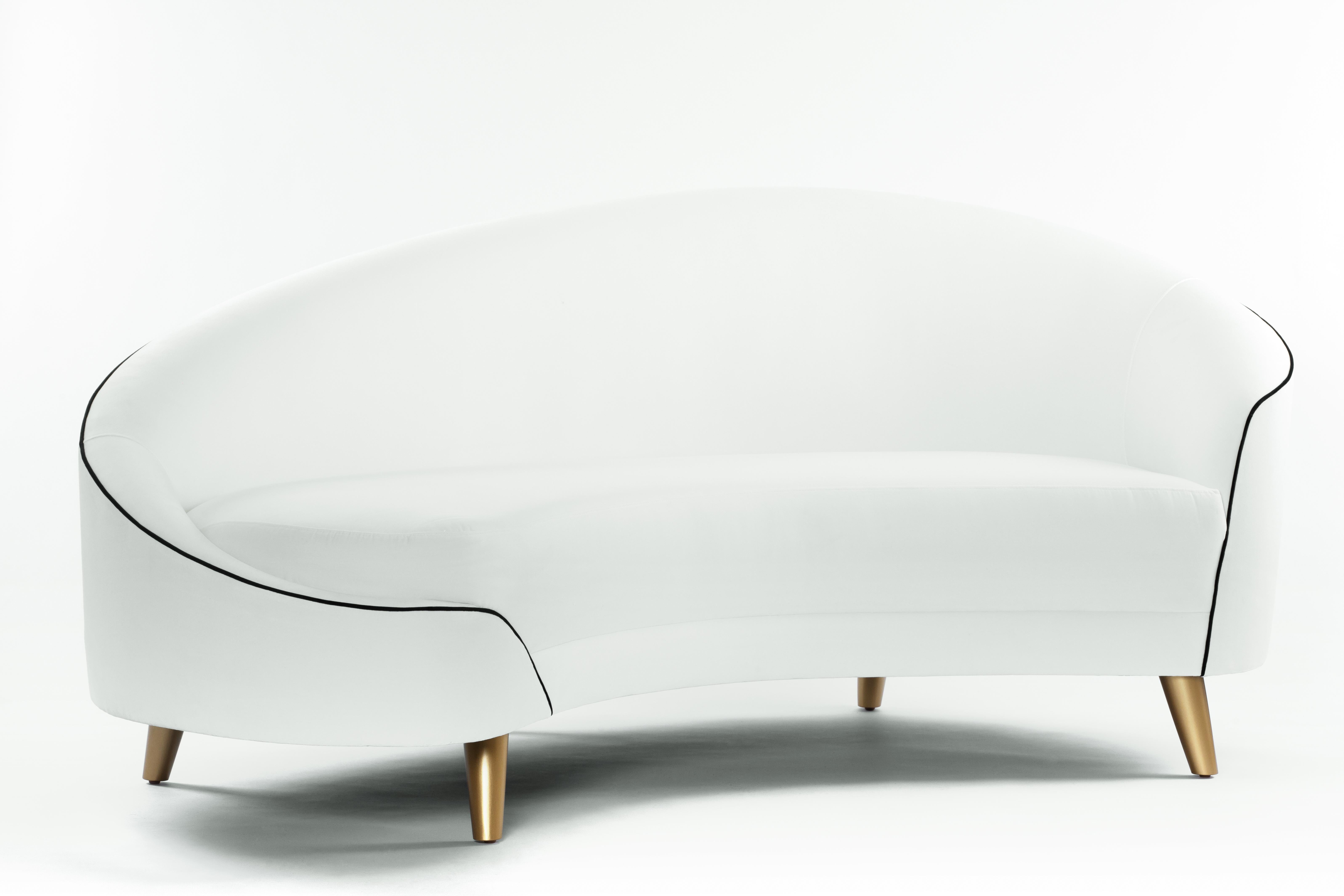 Leather Contemporary Melodia Curved Sofa Handcrafted by James by Jimmy Delaurentis For Sale