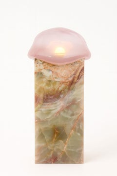 AM Contemporary Large Light, Pink Onyx and Morano glass Lamp by Lucia Neamtu