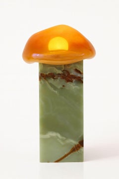 Contemporary Melted Small Light Brown Onyx and Morano Glass Lamp by Lucia Neamtu