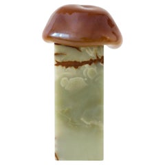 Lámpara contemporánea fundida pequeña de ónice marrón claro y vidrio morano de Lucia Neamtu