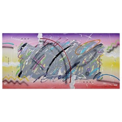 Contemporary Memphis Large Abstract Acrylic Canvas Painting by Mcyha Mycha, 1990