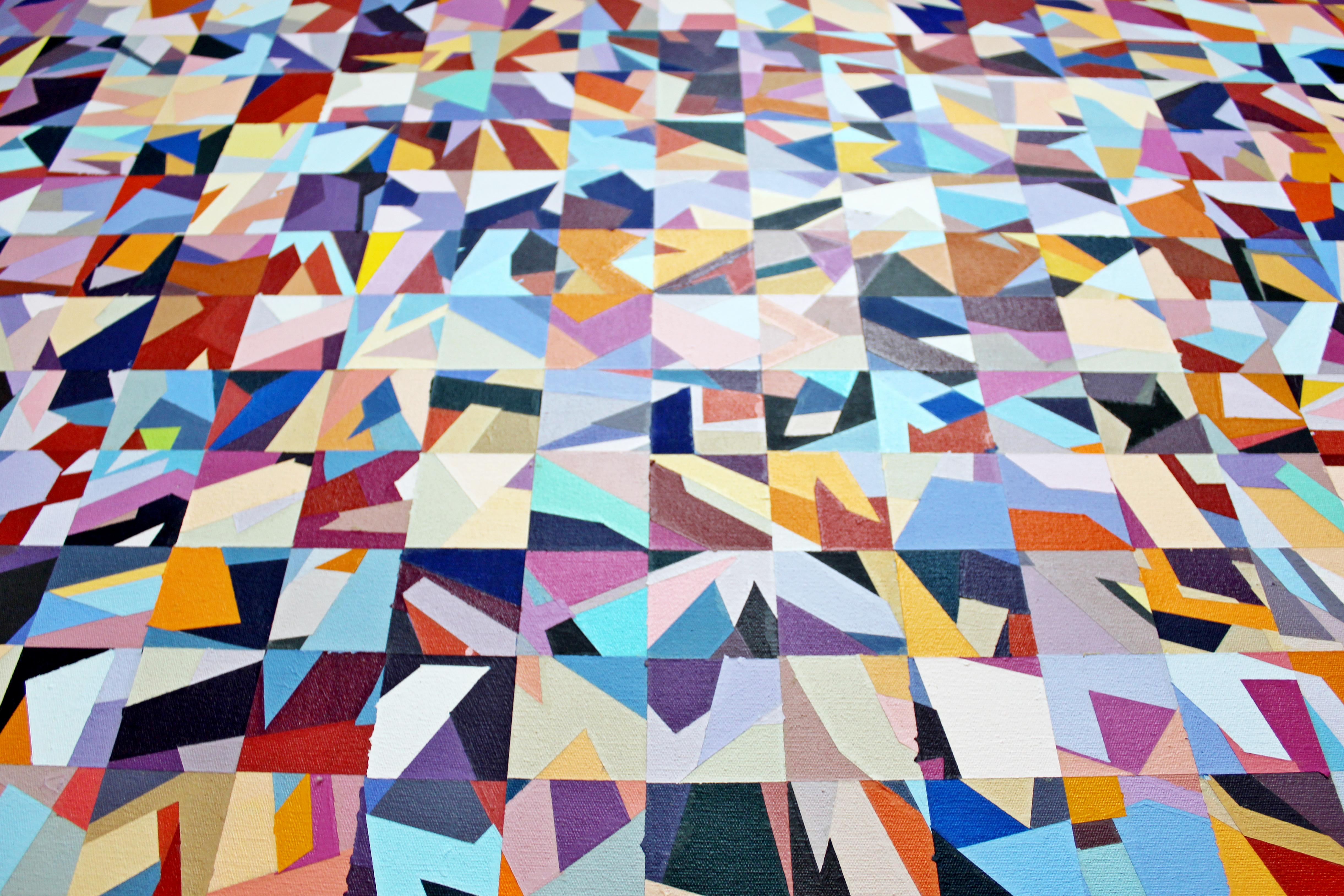 Late 20th Century Contemporary Memphis Large Abstract Acrylic on Canvas Painting by Harold Linton