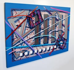 Contemporary Memphis Large Abstract Painting Canvas J. Ramsauer 1990s Vine Yard