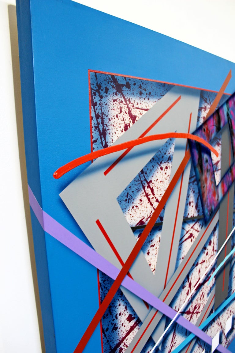 Contemporary Memphis Large Abstract Painting Canvas J. Ramsauer 1990s