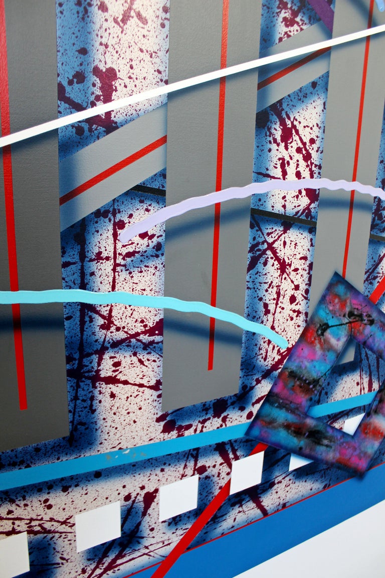 Contemporary Memphis Large Abstract Painting Canvas J. Ramsauer 1990s