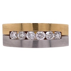 Contemporary Men's Diamond Channel Set Two-Tone Band Ring