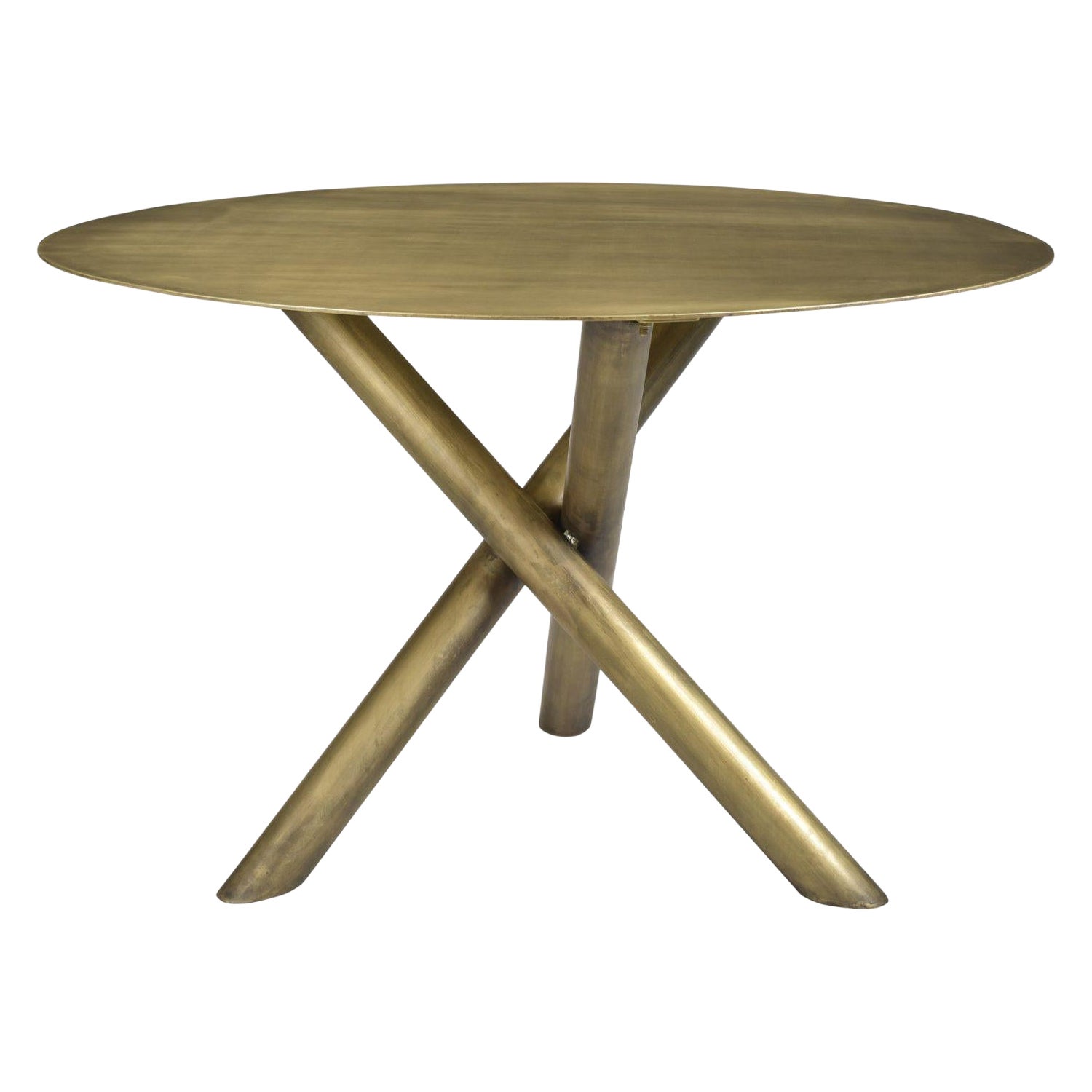 Contemporary Metal Dining Table With Brass Finish en venta